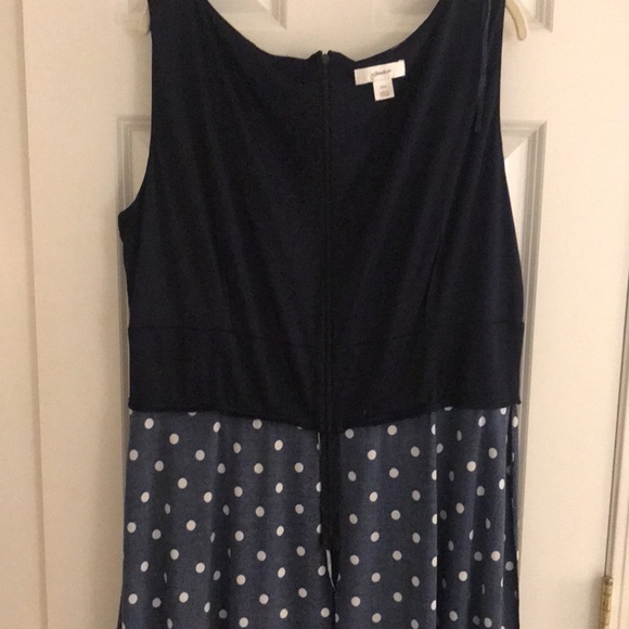 CJ Banks Navy Blue & White Polka Dot Sleeveless Dress Curves Ruched Waist Detai… - Picture 10 of 16